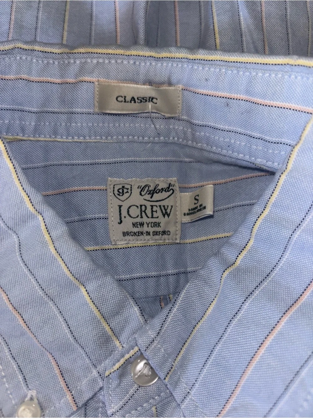 J. Crew blue striped button-down shirt size S